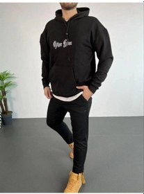 Resim Modi Green Üç İplik Şardonlu Erkek Siyah Oversize Hoodie, Other Lives Ön 