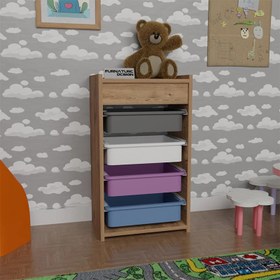 Resim Cmk Store 4 Sepetli Oyuncak Dolabı Atlantik Çam Çok Renkli 