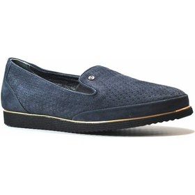 Resim Onlo Ayakkabı E30 Hakiki Deri Nubuk Ortopedik Kadın Babet Lacivert 