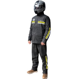 Resim Scudo Londra Siyah Alt Üst Takım Motosiklet Yağmurluğu - L 