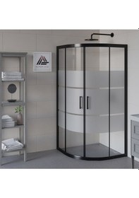 Resim Vesta D300 Oval Duşakabin Siyah Profil Kumlu Cam H: 190 Cm Diğer 