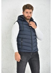 Resim Erkek Laci Çıkarılabilir Fermuarlı Kapüşon Şişme Yelek 