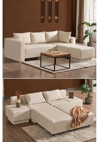 Resim Kagu Corner Poly-l Köşe Takimi-Kanepe-Yatak-Dinlenme Krem 