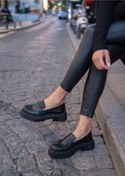 Resim LEONILL Jennifer Kadın Siyah Vegan Deri Oxford Ayakkabı 
