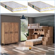 Resim Setaymobilya Ranza, Natural Ranza Karyola Çalışma Masası Dolap+2 Comfort Yatak 