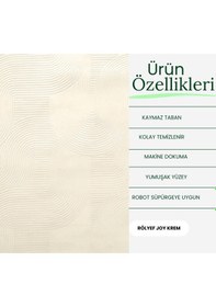 Resim Rölyef Joy Krem Kaymaz Taban Kesme Halı Yolluk 