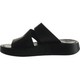 Resim Bueno Shoes Siyah Deri Kadın Dolgu Topuklu Terlik 