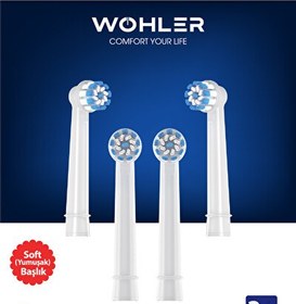 Resim Wohler Oral-B Uyumlu 4 Adet Yumuşak Çocuk ve Yetişkin Şarjlı ve Pilli Diş Fırçası Yedek Başlığı 