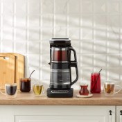 Resim Çaysever Robotea Pro 4 In 1 Konuşan Otomatik Çay Makinesi Su Isıtıcı ve Filtre Kahve Demleme Makinesi 2500W, Black Chrome 