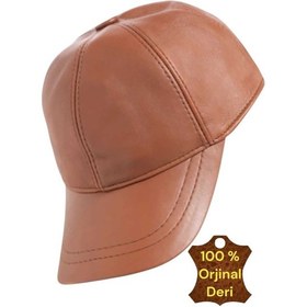 Resim Unisex %100 Deri Arkadan Ayarlanabilir Baseball Kep Şapka Bakır 