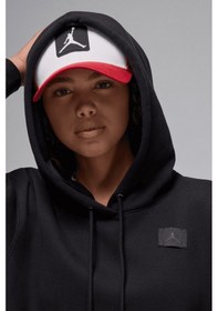 Resim Nike Jordan Flight Fleece Po Loose Fit Womens Hoodie Kadın Kapüşonlu Sweatshirt Siyah Siyah 
