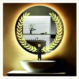Resim Dnr-MirrorDnr-Mirror 80 cm Günışığı Ledli Tasarım Kumlamalı Dokunmatik Tuşlu Banyo Aynası Makyaj Aynası Işıklı Ayna 