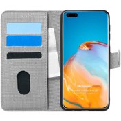 Resim Huawei P40 Pro Kılıf Fabric Book Wallet Gri Microsonic