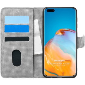 Resim Huawei P40 Pro Kılıf Fabric Book Wallet Gri 