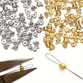 Resim 20 adet 3x4mm Bakır Konumlandırma Tokası Boncuk Kapaklı DIY Takı için - Kolye & Bilezik Bağlantıları, Kapatma Tokaları, DIY Bağlantı Aksesuarları için İdeal 