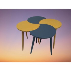 Resim Zigon-Orta Sehpa Takım Hilal Model Parlak Antrasit Hardal Renk Ka 