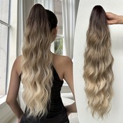 Resim Pençe atkuyruğu uzatma ombre 60.96 cm Uzun su dalgası ısıya dayanıklı sentetik atkuyruğu kısa saç aksesuarları için uygun Kadınların günlük kullanımı için 