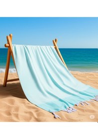 Resim Peştemal Plaj Havlusu 90x170 - Yumuşak, Emici Ve Şık Tasarım Turkuaz 