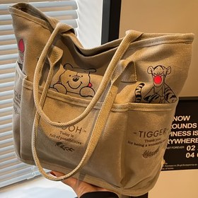 Resim 1 Adet Disney Winnie the Pooh Vintage Çanta - Çok Cepli Büyük Kapasiteli Fermuarlı Omuz Çantası, Karışık Renk Retro Tasarım, Ofis ve Seyahat İçin, Sevgililer Günü Hediyesi & Günlük Kullanım, Sağlam Saplar 
