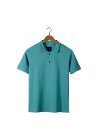 Resim Erkek Turkuaz Slim Fit Polo Yaka T-shirt Turkuaz Mavi 
