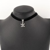 Resim Vintage Gotik Iskelet Çoker Kolye - Siyah Kafatası Takı ile Çiçek Desenli, Çinko Alaşımlı, Mutfak, Parti ve Günlük Giyim için Mükemmel, Gotik Takı, Cadılar Bayramı Aksesuarı, Ustalıkli İşlem 