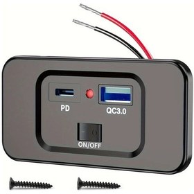 Resim Topshop1 Çift Usb Qc3.0 Pd3.0 Araba Hızlı Şarj Soketi Tip-c Arayüzü Kırmızı Işık 12v-24v Araç Şarj Cihazı 1 Bilgisayar 