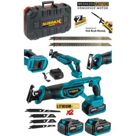 Resim Stilmax STL400TK 10AH X2 Akü Bl Çelik Motor Akülü Tilki Kuyruğu Testere + 7 Adet Bıçak Seti 