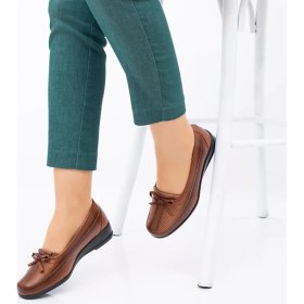 Resim The Hope Shoes Kadın Günlük Tam Deri Taban Suni Deri Taba Ayakkabısı Dolgu Topuklu 