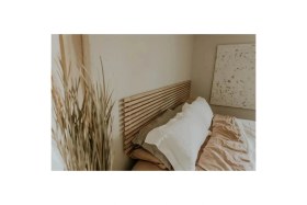 Resim Pinoxi Masif Ahşap Yatak Başlığı 2 Adet Raf Natural 250 cm 