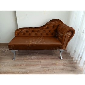 Resim aldagelsin Ters Kol Dekoratif Bihter Koltuk Josefin Puf 120 cm Gümüş Ayak 