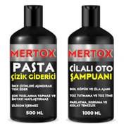 Resim MERTOX Oto Otomobil Araç Araba Temizlik Seti Ürünleri-şampuan Ince Çizik Giderici Pasta 2x500ml 