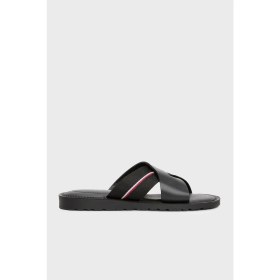 Resim Tommy Hilfiger Deri Logolu Sandalet Erkek Sandalet FM0FM05415 Bds 