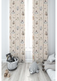 Resim Mekta Home Bebek Ve Çocuk Odası Hayvanlar Alemi Desenli 2 Kanat Fon Perde 