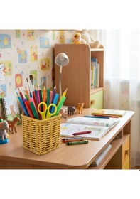 Resim Kare Hasır Dokulu Plastik Rattan Kaşıklık &amp Amp Çatallık Askılı Kendiliğinden Tutmalı Çok Amaçlı Mu Renkli 