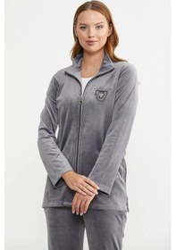 Resim Sementa 76385 Kadife Dik Yaka Tunik Eşofman Takım Gri 