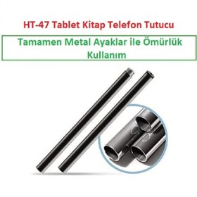 Resim Hobimtek Ht-47 Metal Cep Telefonu Ve Tablet Standı Döner Başlıklı Dirsekli 