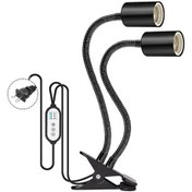 Resim Moveevo Kaplumbağa Kertenkele İçin Çift Başlı Uvb Isıtıcı Lambalı Aydınlatma Aracı - Otomatik Zamanlama Ve Isı Düzeyi Ayarlama Özelliği Amerikan Standartı, Ampul Yok Siyah 