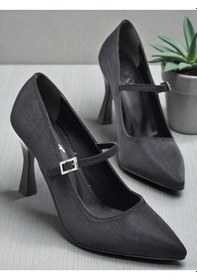 Resim Ispartalılar 801 Kadın Topuklu Ayakkabı 9 Cm Kadeh Topuk Abiye Düğün Nişan Ayakkabısı Siyah 