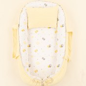 Resim Babynest ve Yastık - Çift Taraflı - Sarı Örgü - Sarı Kuş 