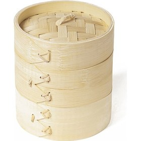 Resim Ximistore9 Kamp Ve Piknik İçin İki Katlı Bambu Buharlı Pişirici - Büyük Boy, Sierra Kaseleriyle Uyumlu Çok Renkli 