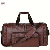 Resim Erkekler için Büyük Kapasiteli Vintage Seyahat Çantası - İş Gezisi Duffle, Omuz ve Omuz Üstü Çanta, Dayanıklı ve Şık, Siyah veya Koyu Kahverengi Renklerde Seyahat Çantaları 