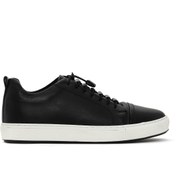 Resim Erkek Siyah Bağcıklı Deri Sneaker Derimod