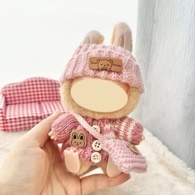 Resim Labubu için Moda Kıyafetler (Doluya NO), El Yapımı Crochet 3 Parça Set, Sevimli Kıyafetler, Çanta, Şapka, DIY Şık Eğlenceli Pembe Kıyafet Aksesuarları Kız Erkek Kızı Çocuk Doğum Günleri, Yıldönümü Tatil Hediyeleri 