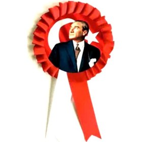 Resim Fiyonklu Rozet Atalı Kırmızı 