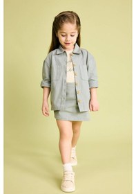 Resim Defacto Kız Bebek Cepli Gabardin Uzun Kollu Gömlek B9654A524SPGN1102 Yeşil 