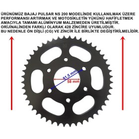 Resim Bajaj Pulsar Ns 200 Arka Dişli Performans 428-48t Iç 58 Mm Alüminyum Siyah Öm 