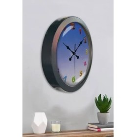 Resim Bahat Salon Ofis Duvar Saati Gri Metal Çerçeve 36 cm 