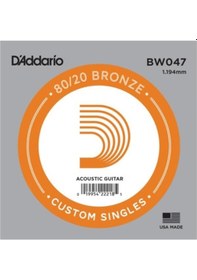 Resim D'addario Bw047 80/20 Bronze Akustik Gitar Tek Tel 6 No 