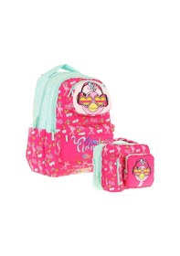 Resim Kaukko Kız Çocuk 3d Flamingo Şekilli Kırmızı Yeşil Okul Sırt Çantası Ve Isı Yalıtımlı Beslenme Çantası Seti Kırmızı - Yeşil 