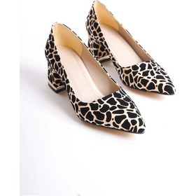 Resim Efw Moda Chiara Sivri Burun Zebra 5 Cm Topuklu Kadın Siyah Krem Ayakkabı Siyah-krem Siyah - Krem 